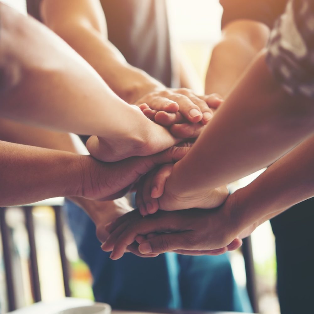 Teamwork togetherness collaboration, business teamwork concept.